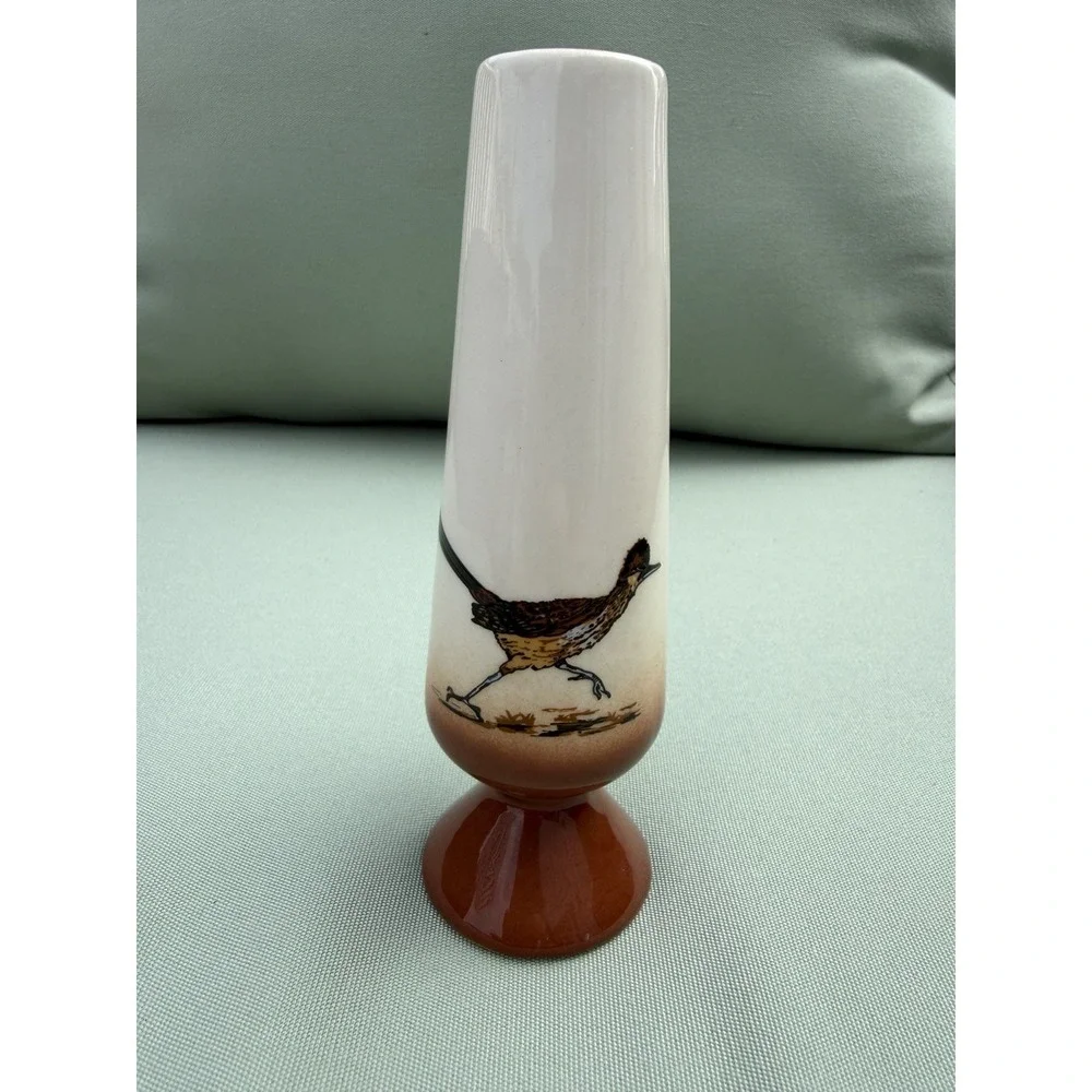 Vintage Dobe of Arizona Roadrunner Bud Vase Southwestern Pottery